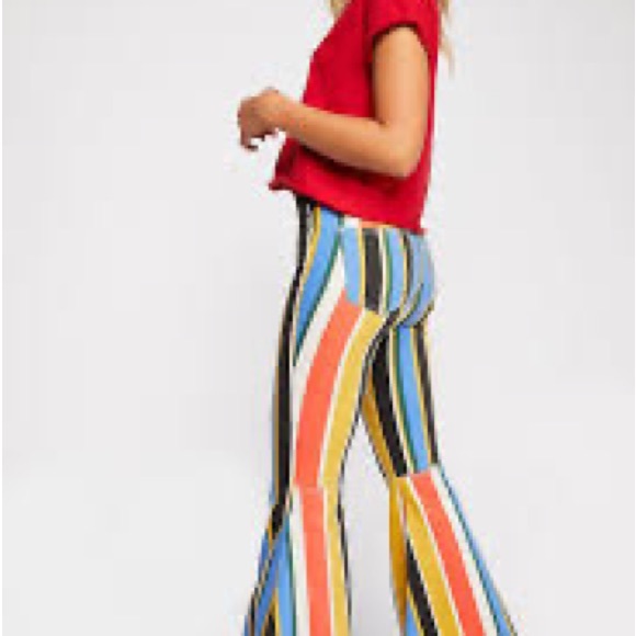 Never been worn Free People Colorful Striped flare jeans size 24 - Picture 5 of 6